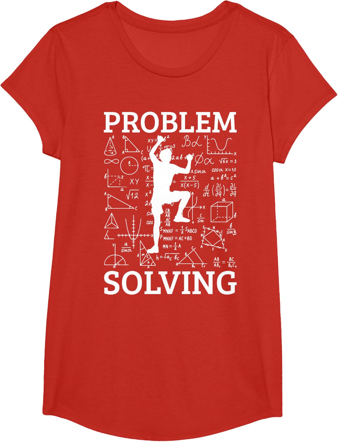 Climbing Problem Solving Rock Climber Bouldering Climb Wall T-Shirt - Girls Red