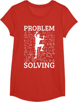 Climbing Problem Solving Rock Climber Bouldering Climb Wall T-Shirt - Girls Red