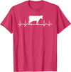 Farm and Holstein Cow for Men and Cattle Clothing Heartbeat Pulse ECG - Holstein Rancher For Cattle Farmer T-Shirt - Red