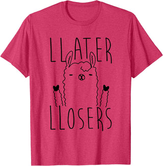 Foxy AF Later Losers Llama T-Shirt T-Shirt - Red Heather