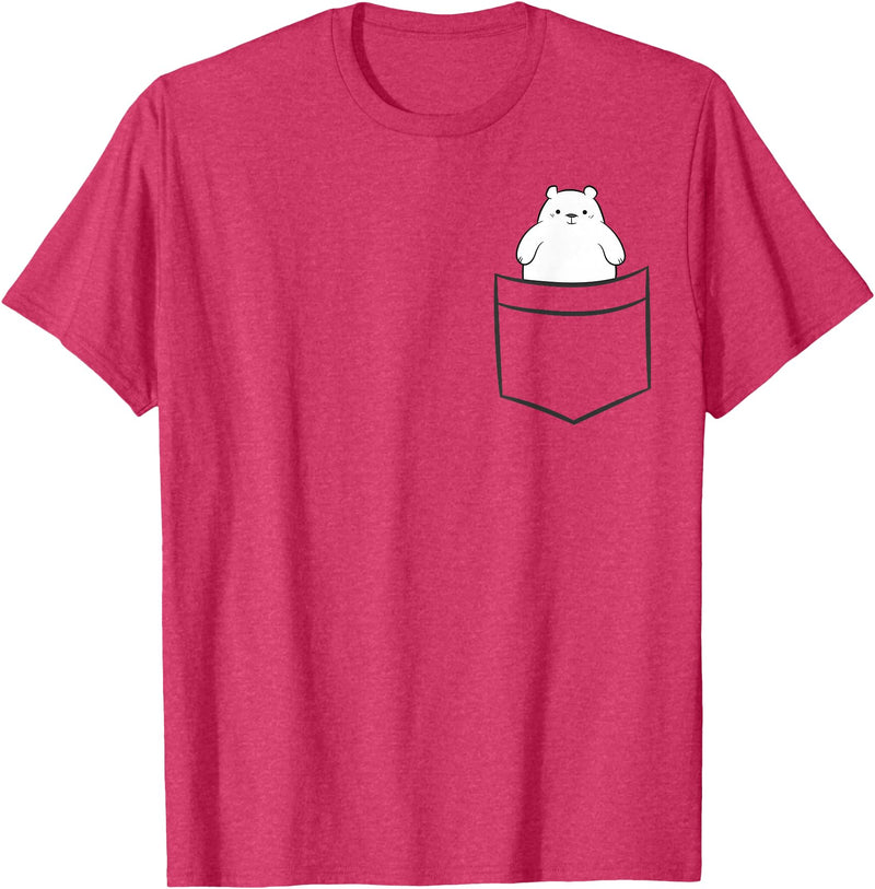 Arctic Polar Bear Gifts And Tees Polar Bear In a Pocket Cute Pocket Polar Bear T-Shirt - Red Heather