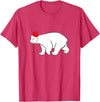 Polar Bear Xmas Pajama Polar Bear With Santa Hat Xmas Winter Christmas Pajama T-Shirt - Red Heather