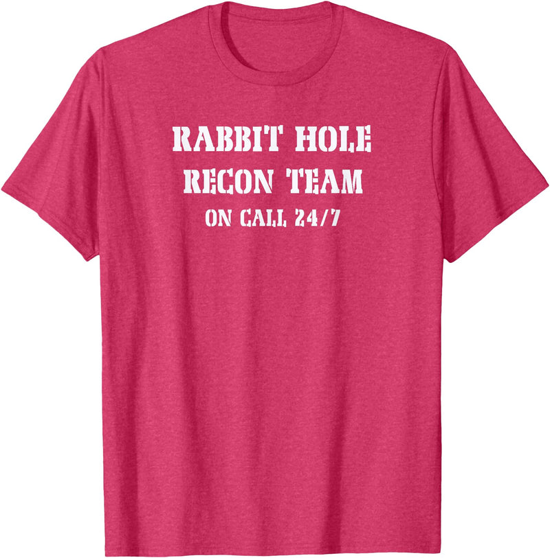 Rabbit Hole Recon Team Deep Dive Humor T-Shirt in Red Heather