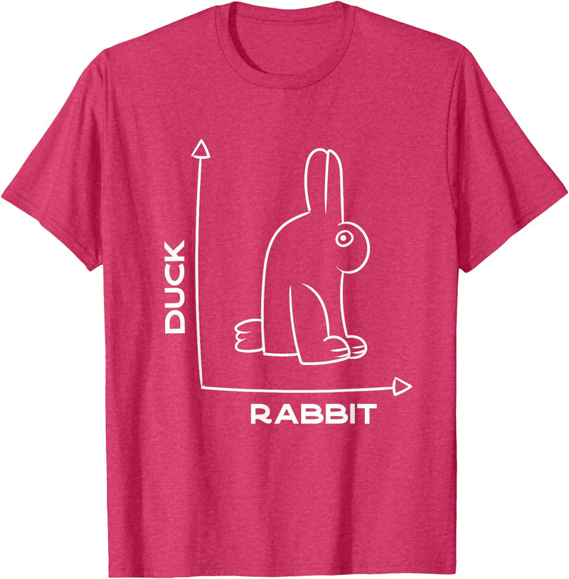Duck - Rabbit - Funny - Joke - Bunny - Optical Illusion -Pun T-Shirt in Red Heather