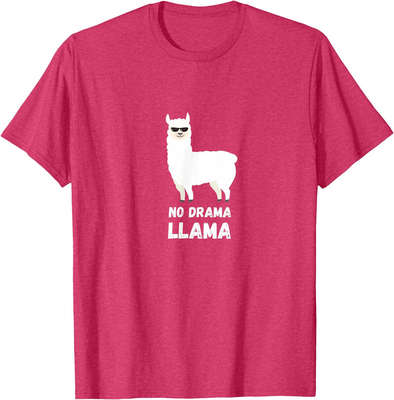 No Drama Llama Funny Llama T-Shirt - Red Heather