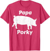 Papa Porky Pig Daddy Father Hog pork T-Shirt - Red Heather