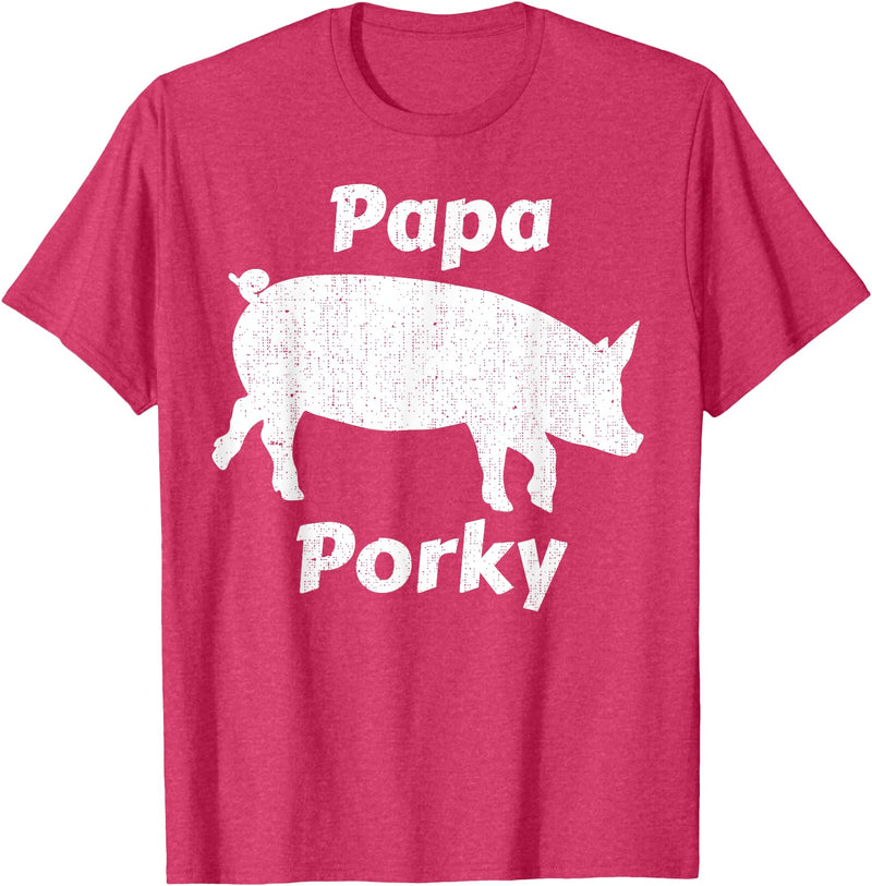 Papa Porky Pig Daddy Father Hog pork T-Shirt - Red Heather