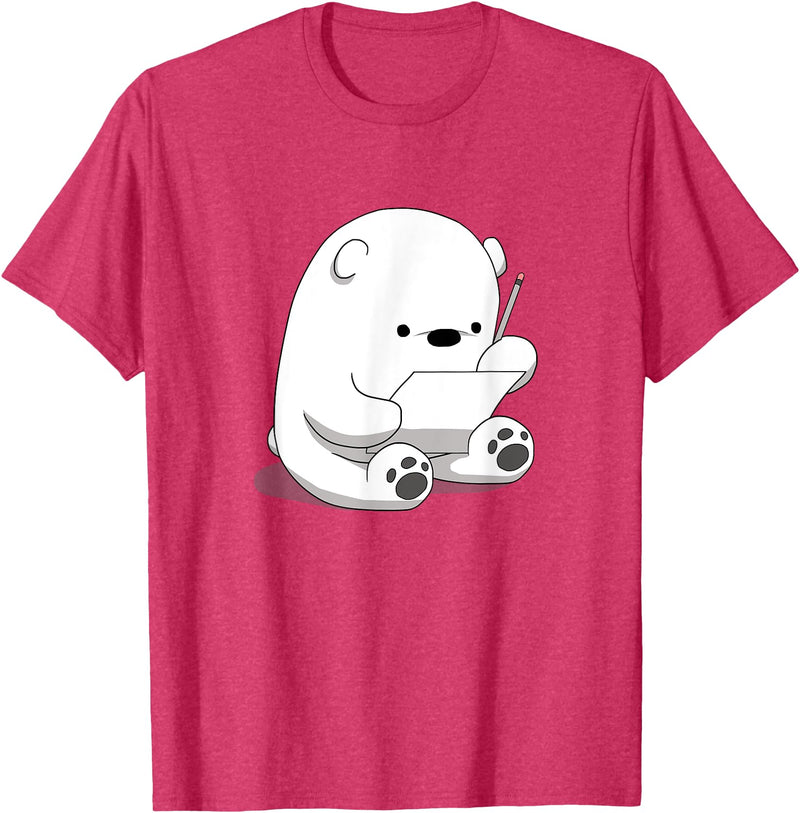 BoredKoalas Polar Bear Cartoon Fluffy Polar Bear Cute Arctic Animal Girls Gift T-Shirt - Red Heather