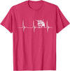 Loveable Highland Cows Hairy Coos Scottish Highland Cow Heartbeat EKG Pulse Highlander Cow T-Shirt - Red Heather