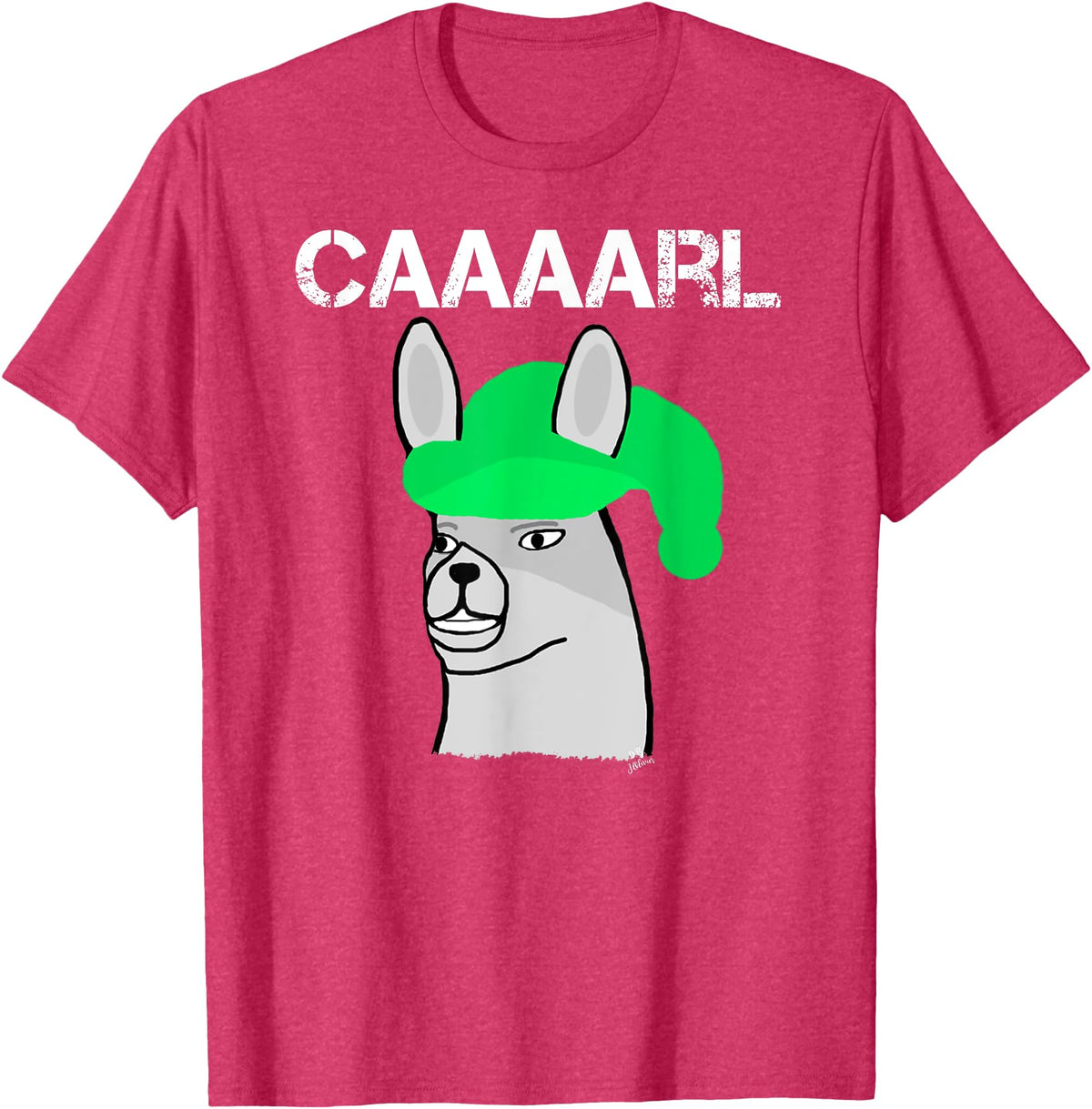 Llama Shirt Collection by Jean Olivier Funny Llama with Hats T-Shirt - Black, Small, Unisex-Adults, Classic Fit, Short Sleeve, Cotton 65% Polyester 35% - Red Heather