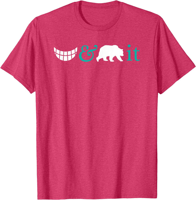 Shane's Brain Designs Funny T-Shirt - Grin And Bear It. T-Shirt - Red Heather