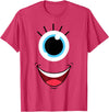 Planet Monster Face Funny Scary Monster Eyeball Face Easy Halloween Costume T-Shirt - Red Heather