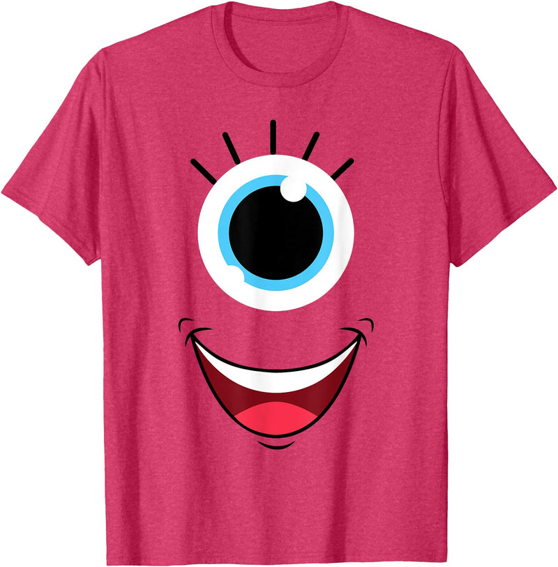 Planet Monster Face Funny Scary Monster Eyeball Face Easy Halloween Costume T-Shirt - Red Heather