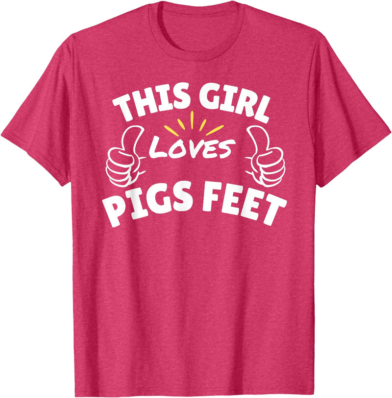 Pool This Girl Loves Various Food Apparel Fun Graphic-This Girl Loves Pigs Feet T-Shirt - Red Heather