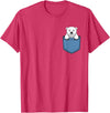 Funny Polar Bear in Pocket for Polar Bear Lover Cute Pocket Polar Bear Lovers T-Shirt - Red Heather