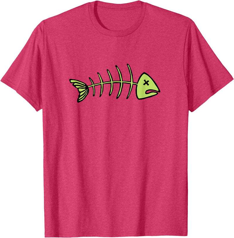 Dead Fish Fish Skeleton T-Shirt - Red Heather