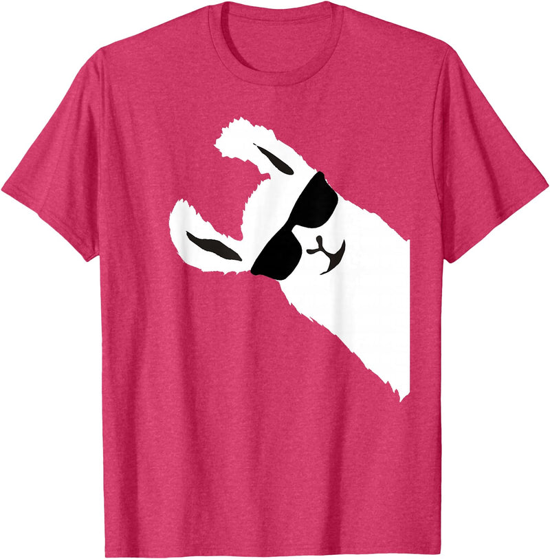 Llama Alpaca gifts for women men girls and boys Funny Llama Alpaca with Sunglasses T-Shirt Small - Red Heather