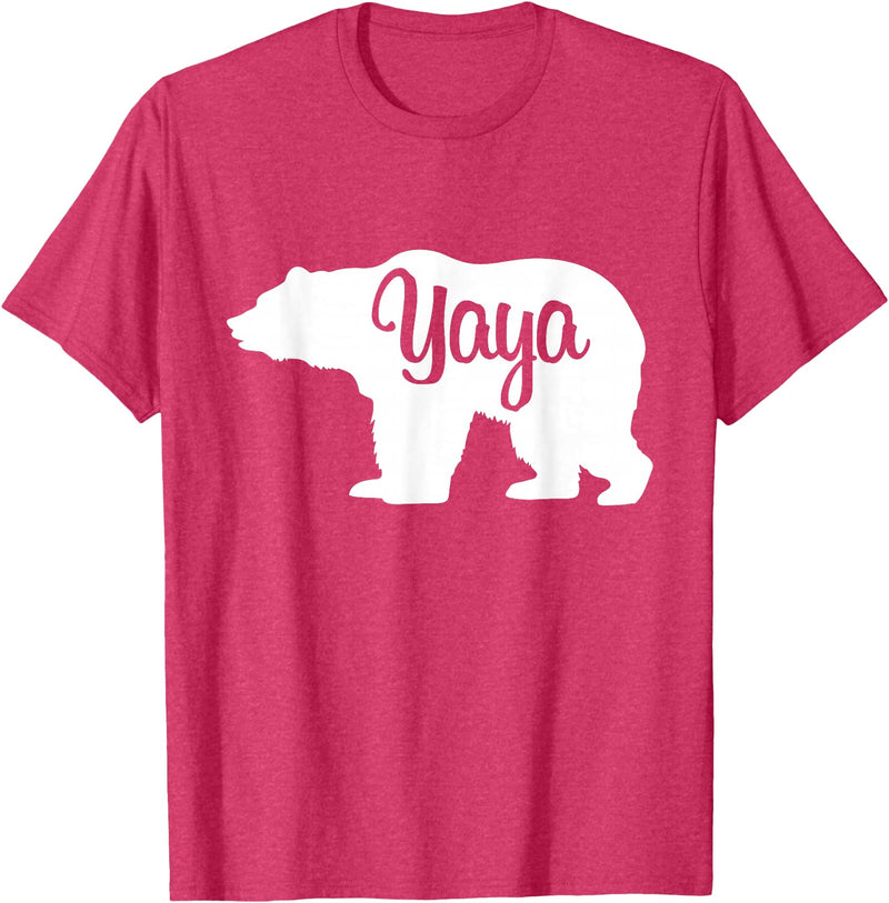 Matching Family Gift Shirts Yaya Bear Silhouette T-Shirt - Red Heather