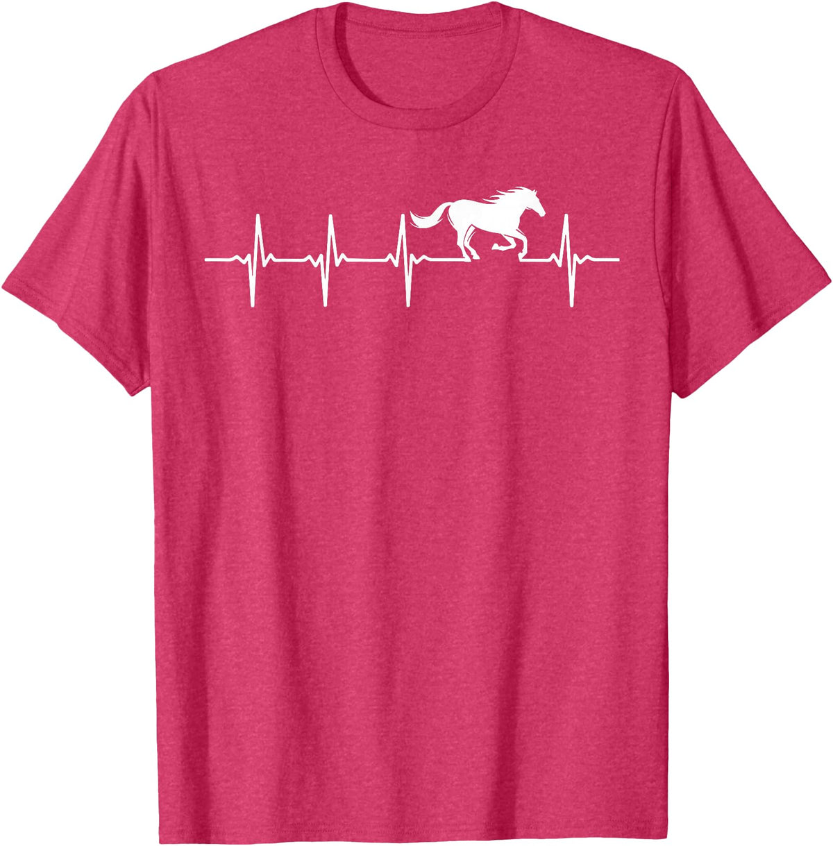 Heartbeat Horse Lover Gifts Women Men Girls Gifts Horse Lover Gifts Heart EKG Heartbeat Pulseline Cardiology T-Shirt - Red Heather