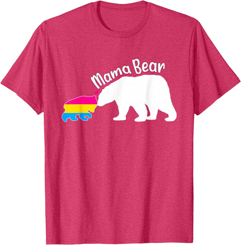 Mama LGBT . Mama Bear LGBT Pansexual Pride T-Shirt - Red Heather