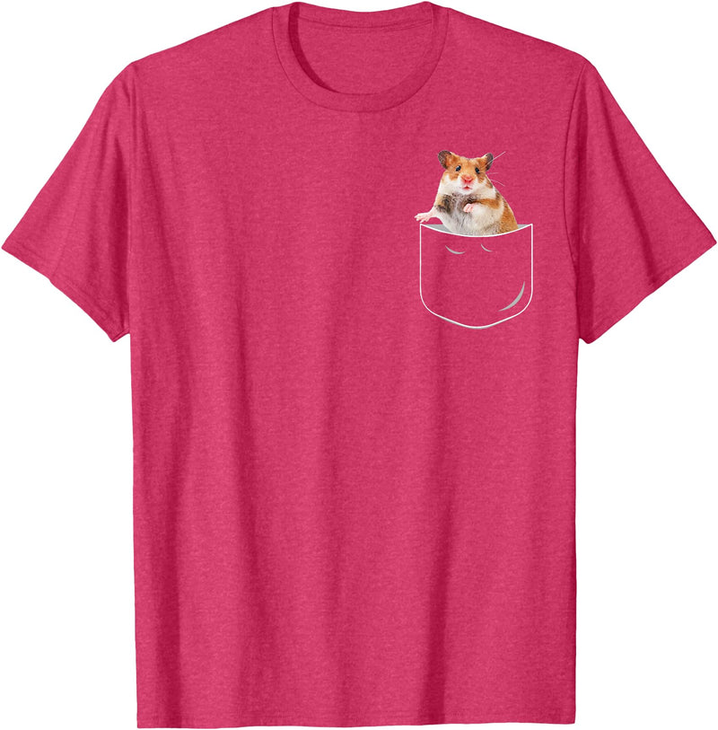 Pocket Hamster Shirt, Funny Hamster in Pocket Gift Tshirt T-Shirt - Red Heather