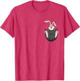 Cute Rabbit Bag Lover Bunny Graphic T-Shirt in Red Heather