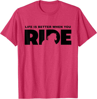 BASBO Horse Riding T-Shirt - Red Heather