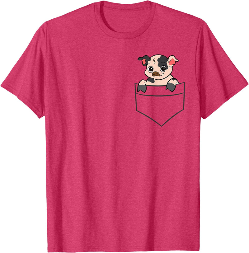 Funny Kunekune Pig Lover Gifts Kunekune Pig In a Pocket Cute Pocket Kunekune Pig T-Shirt - Red Heather