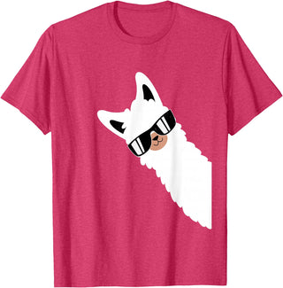 Funny Alpaca Apparel Lama Llama Alpaca with Sunglasses Lama Lover - Cool Lama T-Shirt - Red Heather