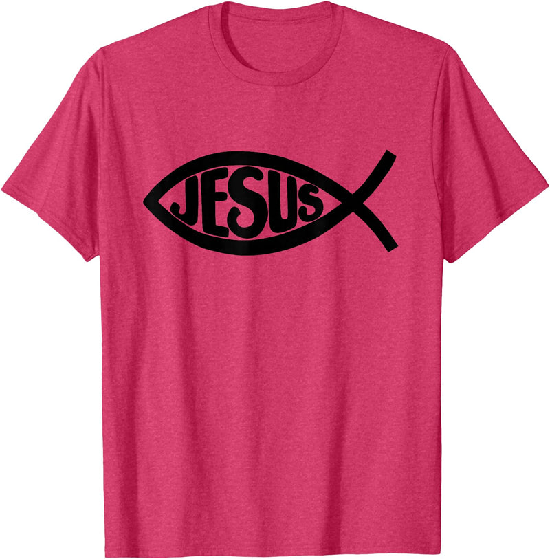 True Believing Christian Tees Jesus Fish T-Shirt - Red Heather