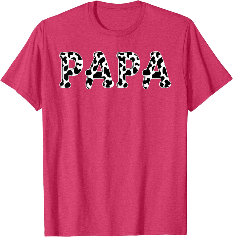 Cow Pattern Print Family Matching Birthday Apparel Cow Papa Birthday Family Matching Girl Boy Farm Birthday T-Shirt - Red