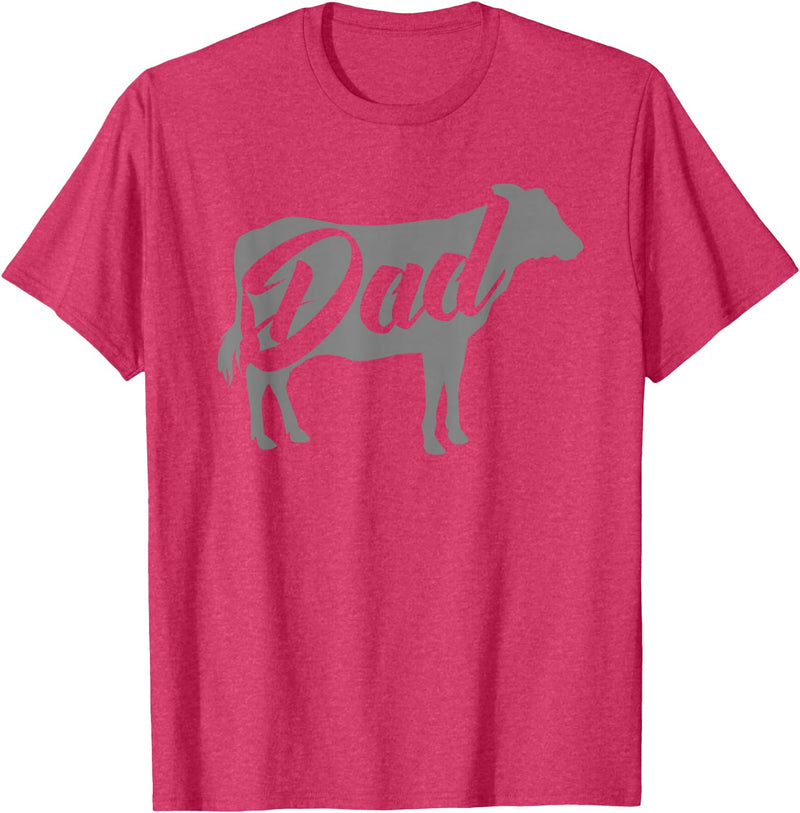 Cow Dad Apparel Daddy Cow for Dad's Who Lover Cows T-Shirt - Red Heather