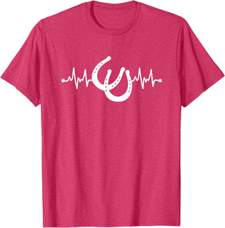 Horseshoe Horse Heartbeat Apparel Heartbeat Horse Lover Clothing - Horse Heartbeat T-Shirt - Red Heather