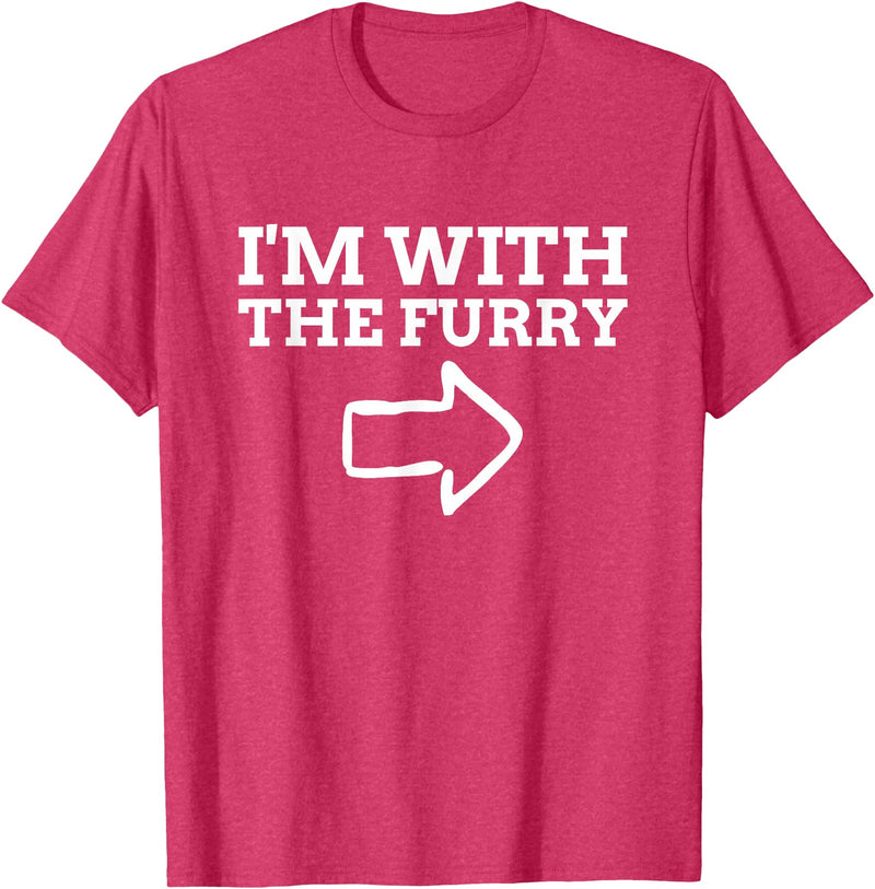 Furry Fandom Gifts I'm with The Furry T-Shirt - Red Heather