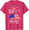 Patriotic Sister Bear Family Fun Sapphire Star Cool Patriotic Sister Bear Matching Family Flag 4th Of July T-Shirt - Red Heather