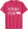 Shirtbooth: Animal Lovers Funny Cow Lover Gift: My Therapist Eats Hay Love Cows T-Shirt - Red Heather