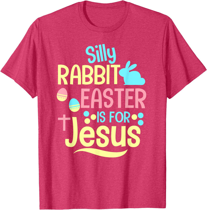 Silly Rabbit Easter Is for Jesus Christian Kids Cute T-Shirt in Red Heather