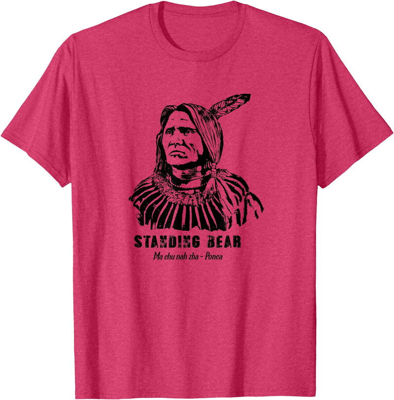 Nebraska Statue Oklahoma Court Standing Bear Ponca Tribe T-Shirt - Red Heather