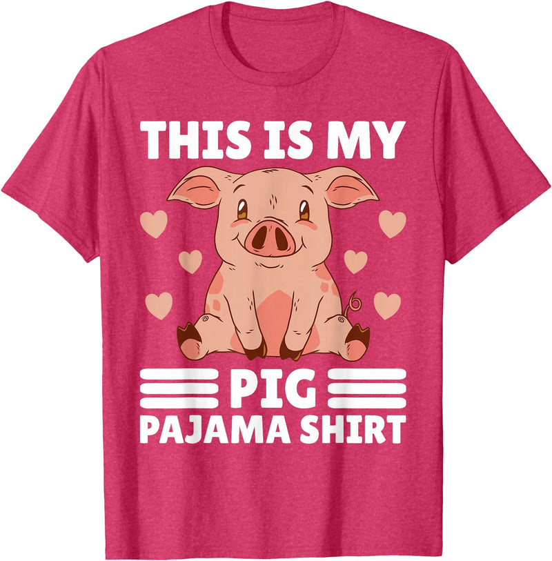 Cute Pig Pajama for Women Girls or Kids Women PJ Pig Pjs Cute Pig PJ Girl Farmer Stuff My Pig Pajama T-Shirt - Red Heather