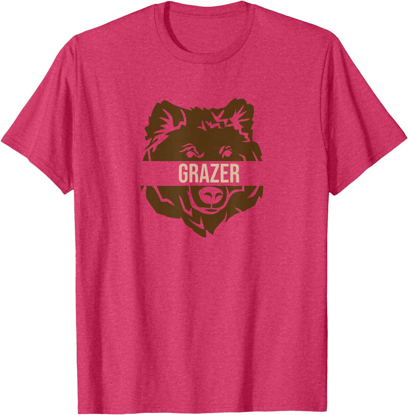 Brown Bear Lovers and Fat Grizzy Fans 2023 Grazer Bear design fat brown grizzly fan beartober week 2023 T-Shirt - Red Heather