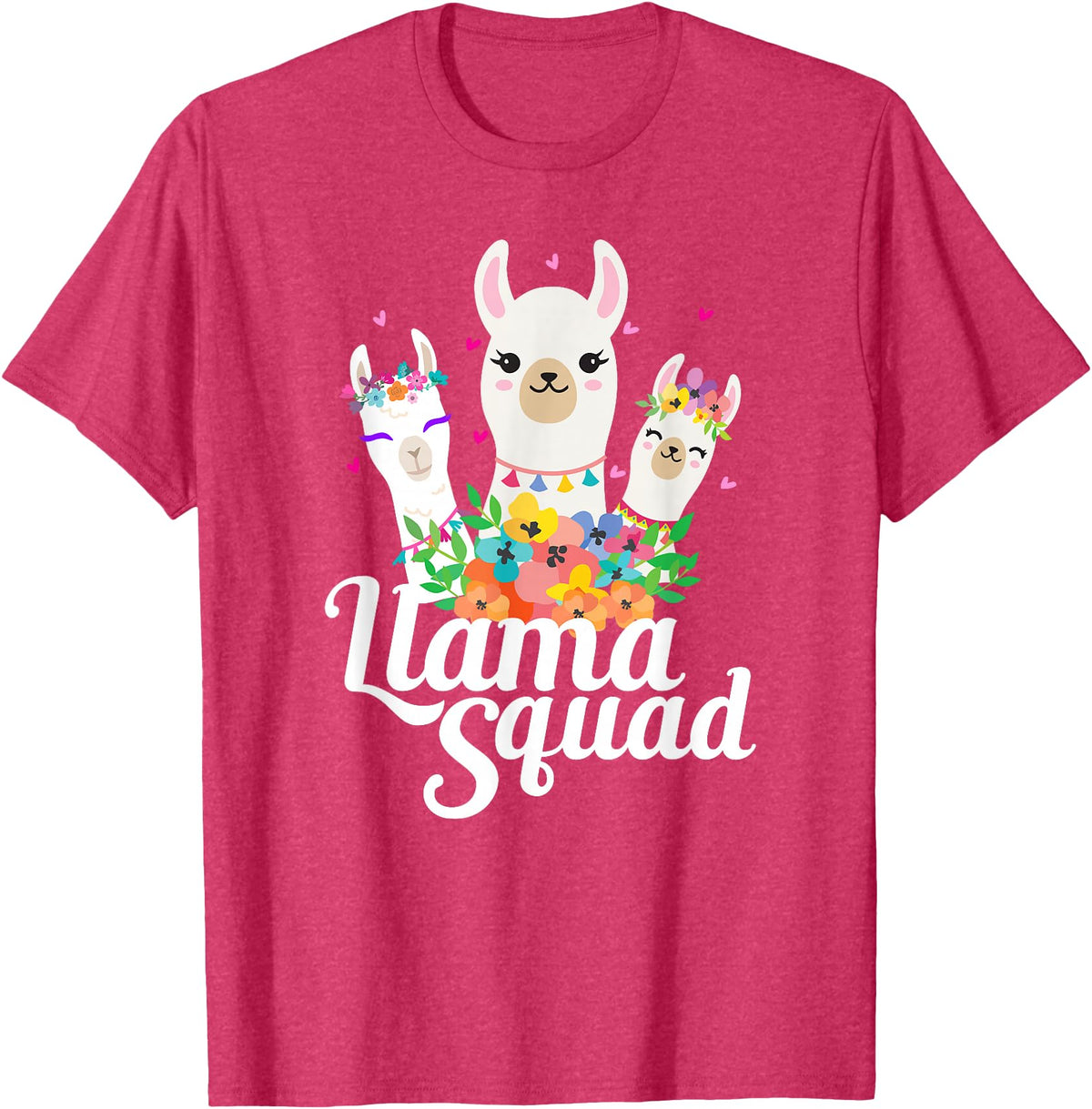 Llamas and Alpaca Gifts Llama Squad Funny Cute Llama Matching T-Shirt - Red Heather