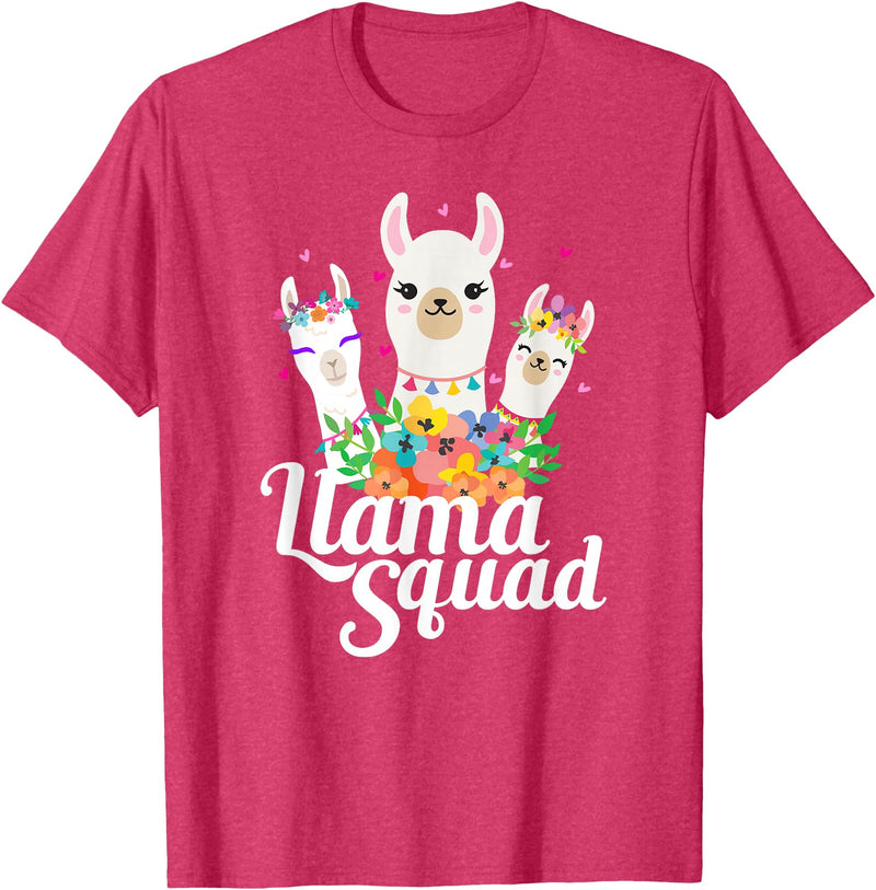 Llamas and Alpaca Gifts Llama Squad Funny Cute Llama Matching T-Shirt - Red Heather