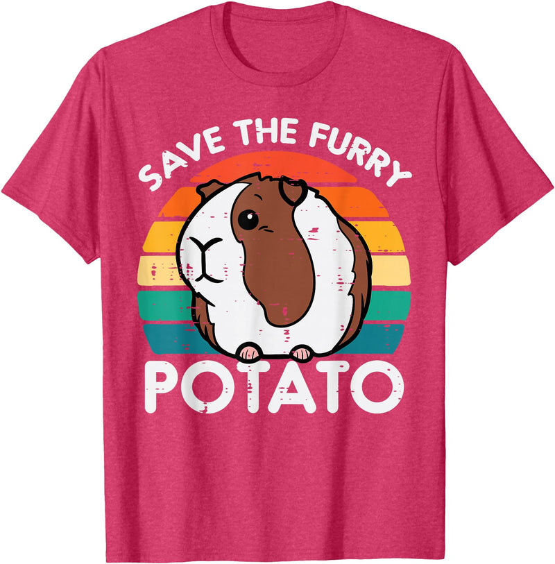 Guinea Pig Shirts For Men Women Kids Gift Guinea Pig Save Furry Potato Cavy Pet Owner Women Kids Men T-Shirt - Red Heather