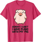 Pig Lover and Pig Farmer Gifts And Tees Pig Farmer Sorry I Can't I Have Plans With My Pig T-Shirt - Red Heather