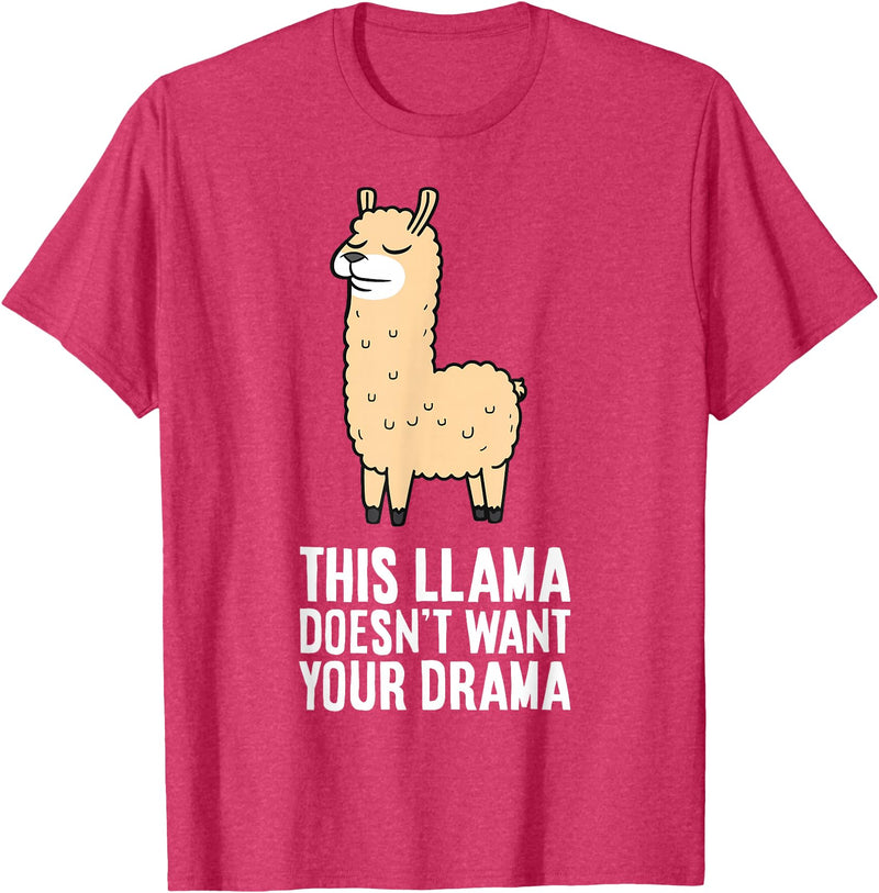 Funny Llama Lover Gifts This Llama Doesn't Want Your Drama Funny Drama LLama T-Shirt - Red Heather