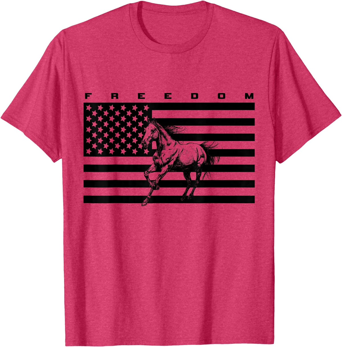 BASBO American Flag Horseback Riding Apparel - Horse T-Shirt - Straight - Red Heather