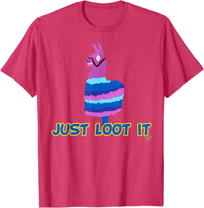 gamer shirts by jean olivier Funny llama outfit gamer outfit just loot it T-Shirt - Red Heather