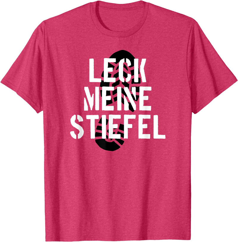 Bear Daddy Leck Meine Stiefel Lick My Boots German Gay Leather T-Shirt T-Shirt - Red Heather