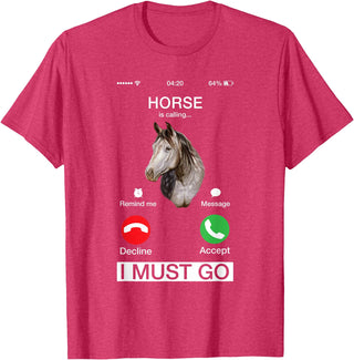 Horse Art Vibes Horse Calls Cute Equine Art Racing Animal Lover Novelty T-Shirt - Red Heather