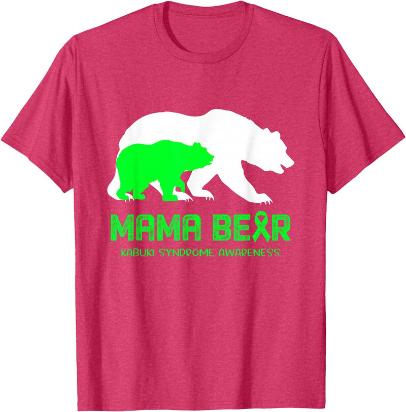Kabuki Syndrome Awareness T-Shirt Mama Bear Kabuki Syndrome Awareness Shirt for Men and Women T-Shirt - Red Heather